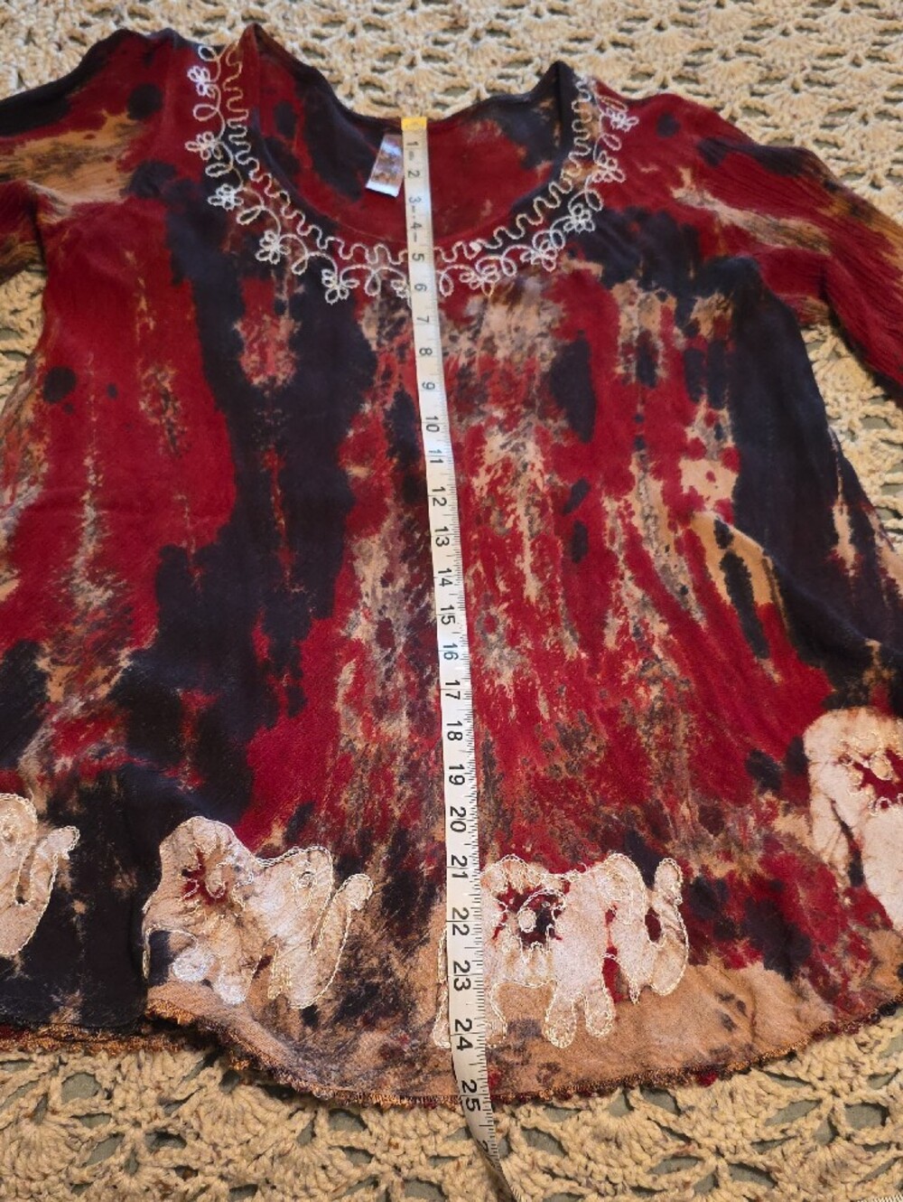 India Boutique Red and Black Tie-Dye Tunic - Picture 6 of 7